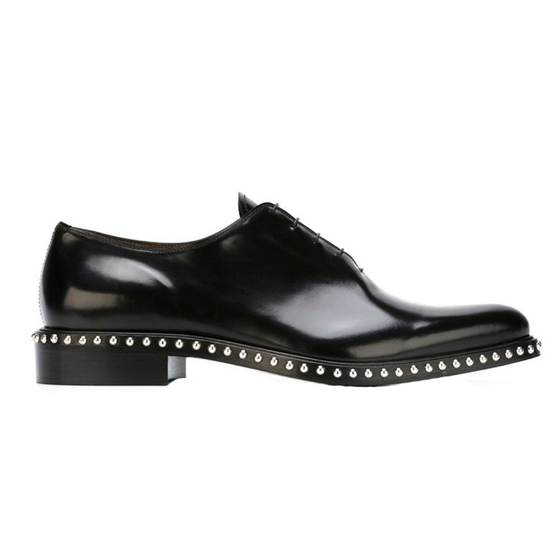 外贸男鞋2022新款欧美男士商务正装铆钉皮鞋英伦尖头系带德比鞋潮