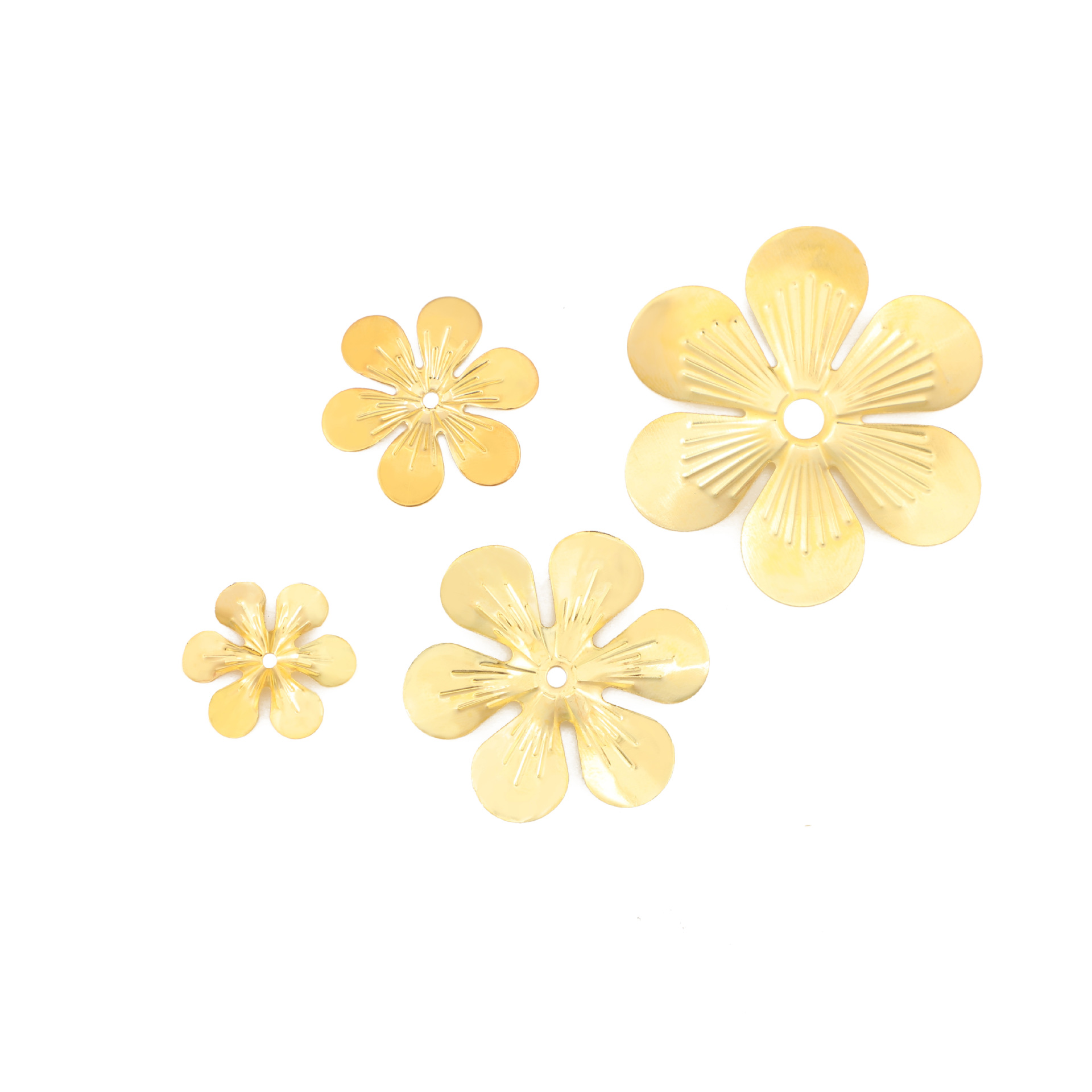 Retro DIY Golden Six-Leaf Petal Iron Laminate Bridal Headdress Xiuhe Wedding Fan Material Electroplating Ornament Small Accessories