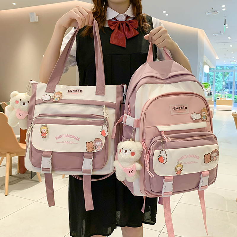 Schoolbag Female Summer Ins Style Backpack High School Student Junior High School and Elementary School Students Grade 3 to 5 Grade 6 Cute Backpack