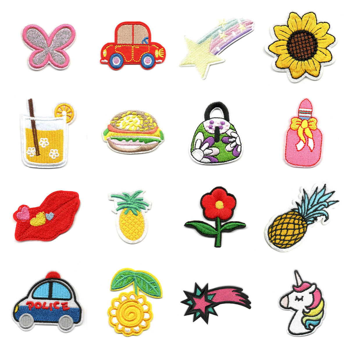 卡通花水果混装服装刺绣布贴电脑绣花标笑脸章仔独角兽动物补丁贴