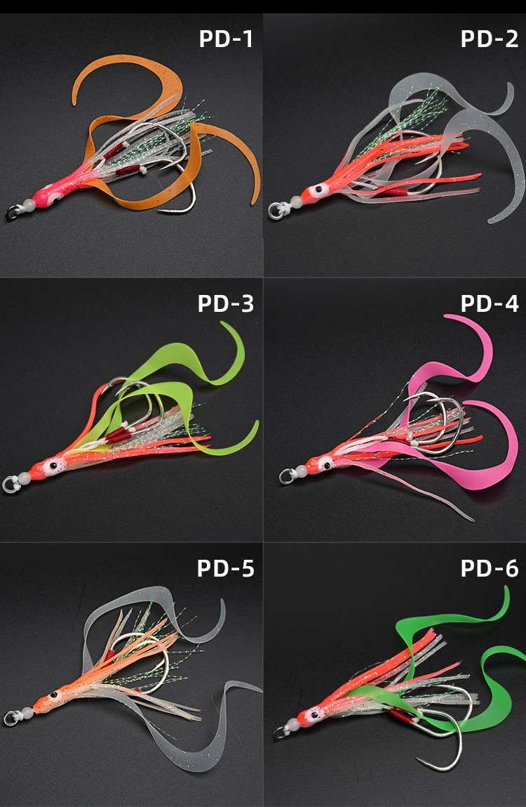 批发夜光75cm小鱿鱼铁板钩海钓夜光鱿鱼假饵诱饵绑好加强铁板钩