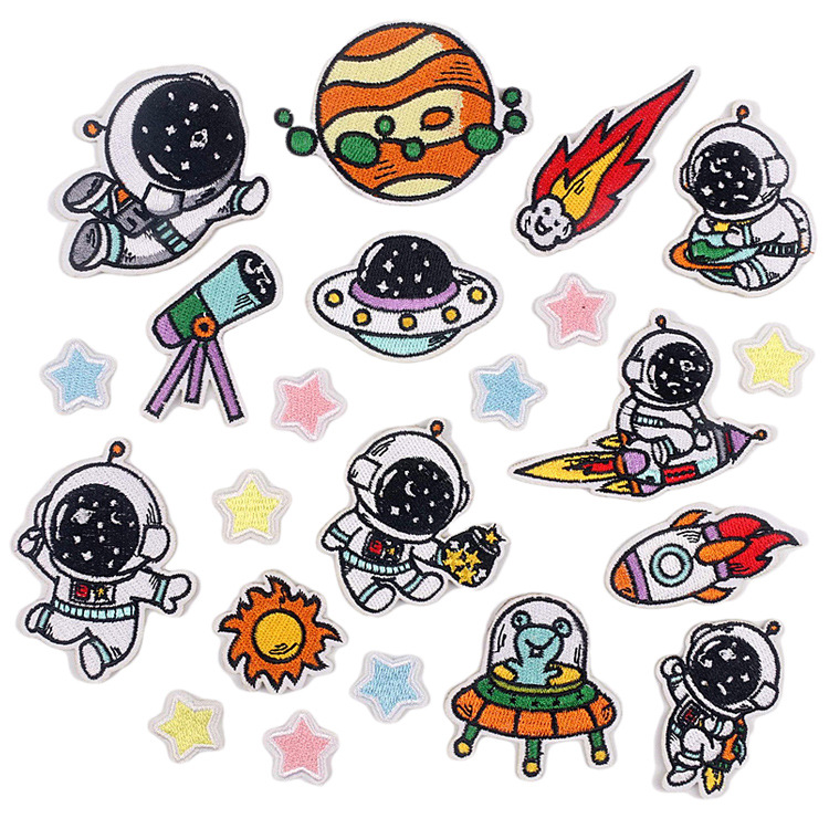 xiao tian cartoon astronaut embroidery cloth stickers rocket patch spaceship computer embroidery label ironing embroidery patch decoration