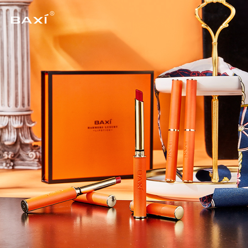 baxi 巴茜小羊皮爱马诗奢金高定口红套盒细管哑光不易掉色四支装