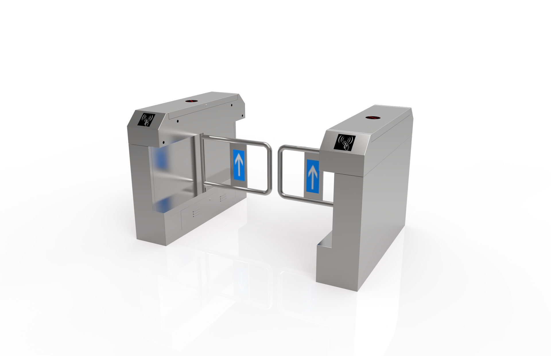 304不锈钢双机芯双摆桥式斜面摆闸红外感应刷卡可接led门禁系统