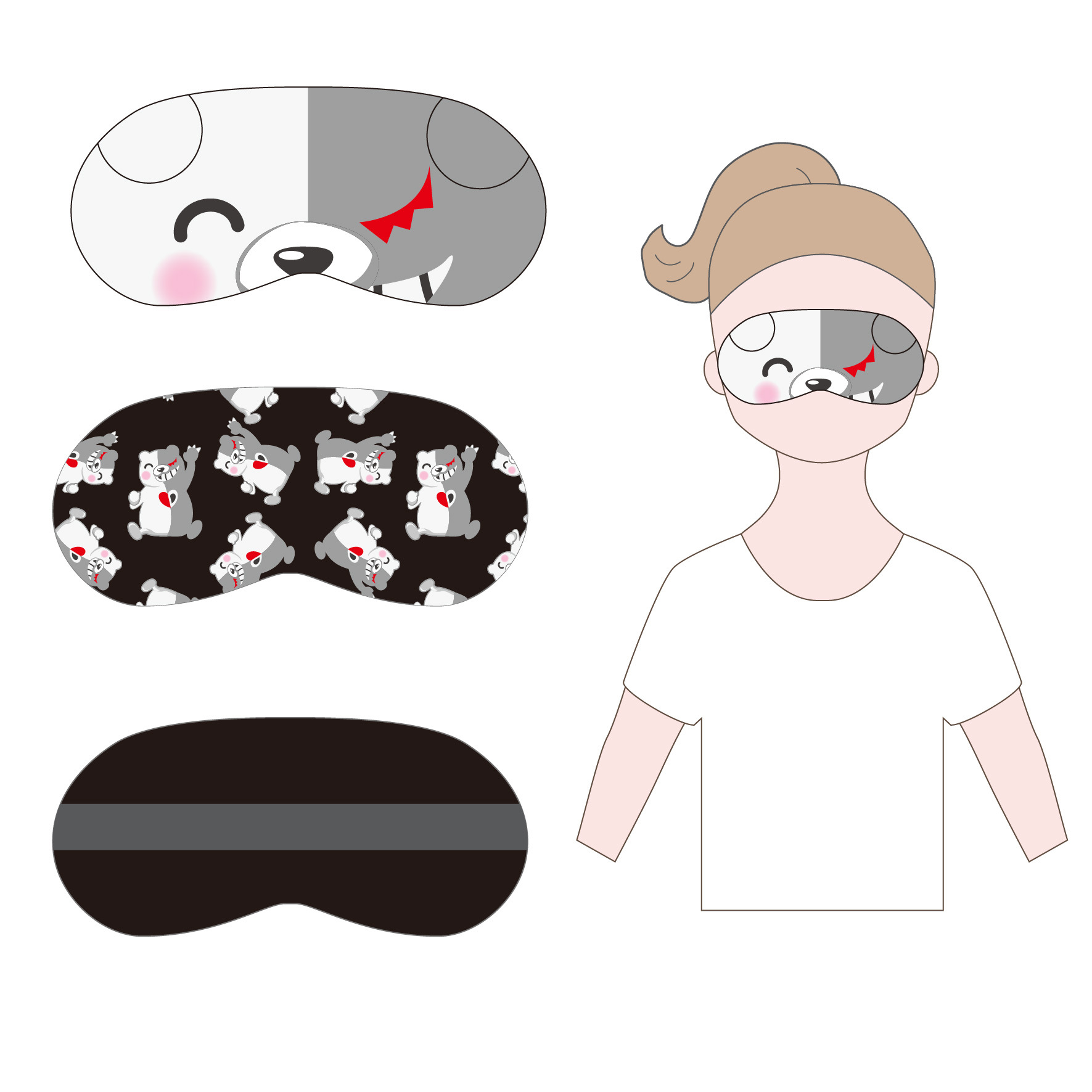 绒爆佳品新款可爱动漫卡通双面眼罩桑蚕丝睡眠遮光透气护眼罩批发