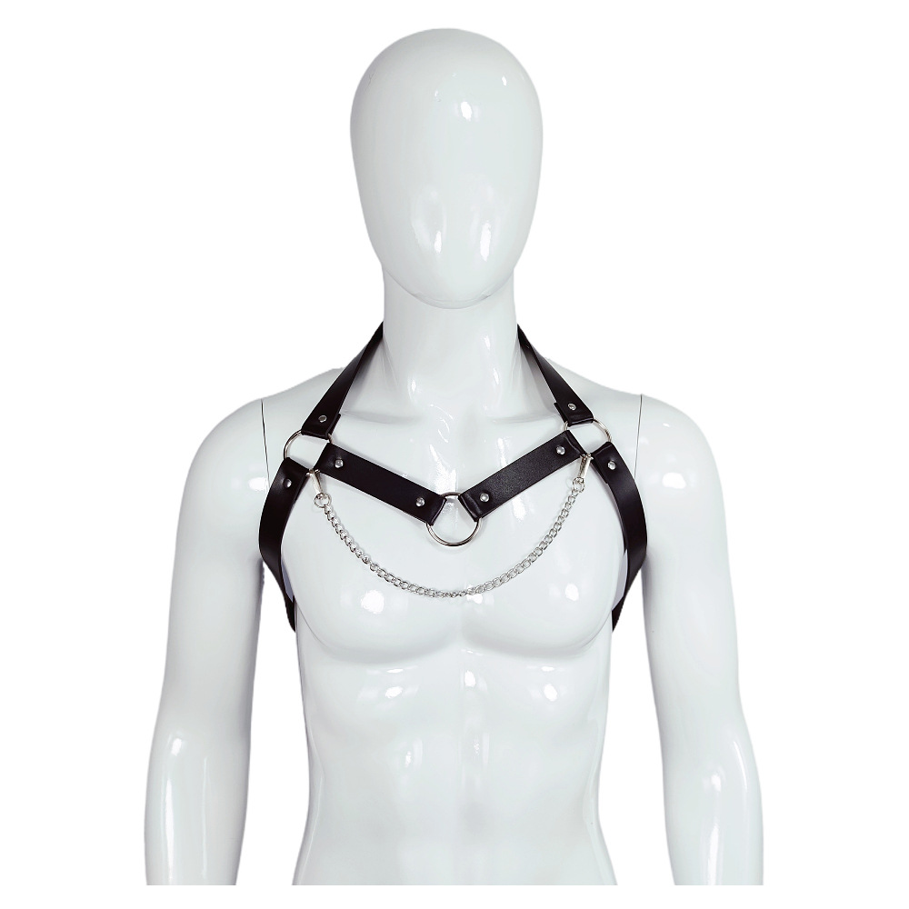 Factory Wholesale Men's Binding Strap Leather SM Clothing Accessories with Chain Ornament Belt Sex Toys Can Be Sent on Behalf