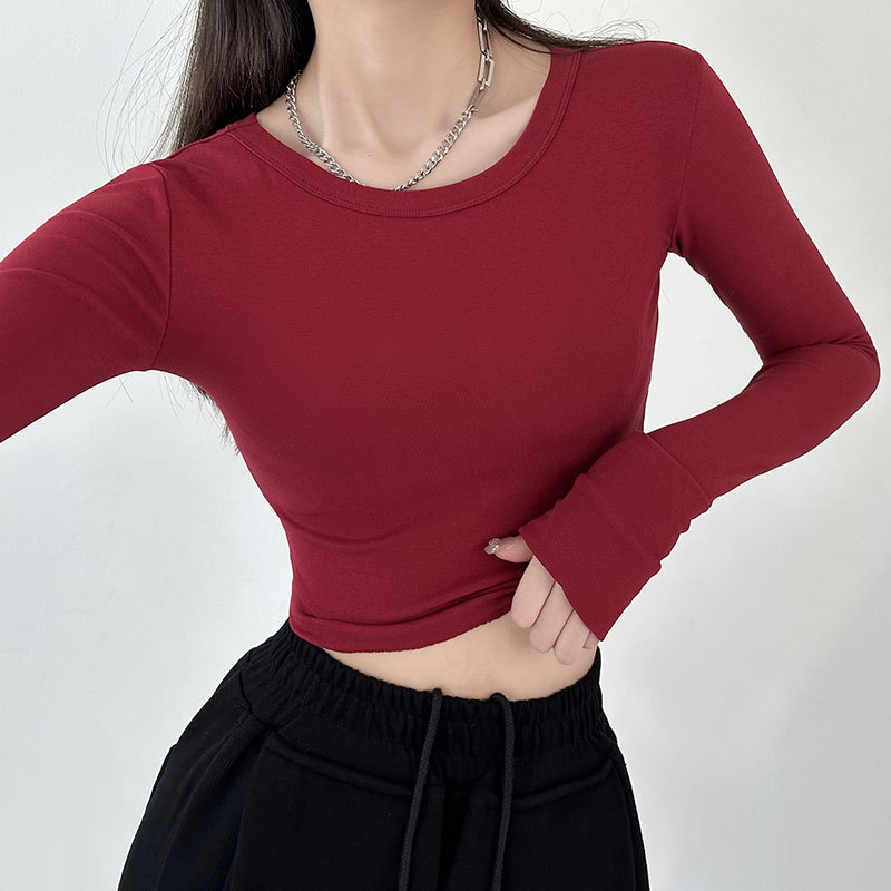 Pure Hot Girl Tight Long-Sleeved T-shirt Women's Design Short European and American Style Bottoming Shirt Niche Top Women's Ins Autumn