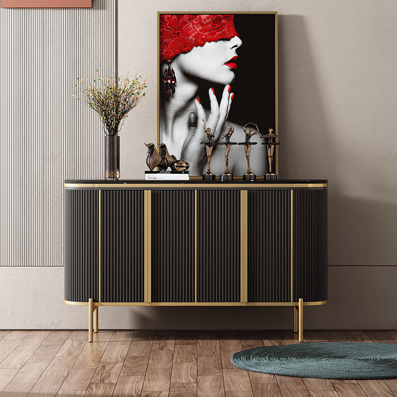 轻奢风玄关柜家用大理石边斗柜简约现代入户门客厅靠墙储物隔断柜