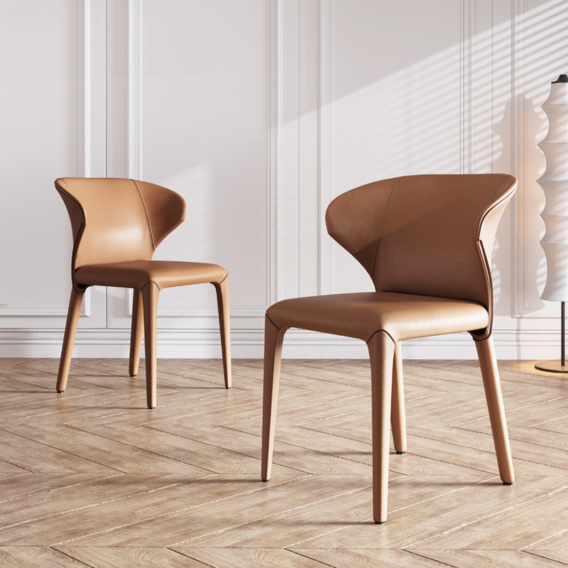 意式轻奢餐椅高端2021新款家用简约现代极简餐厅靠背带扶手椅子
