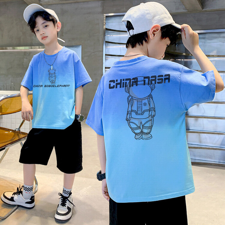 Children's Clothing Boy's Short-Sleeved T-shirt Summer Clothing 2023 New Summer Boys Medium and Big Children's Cotton Half Sleeve Shirt Fashion