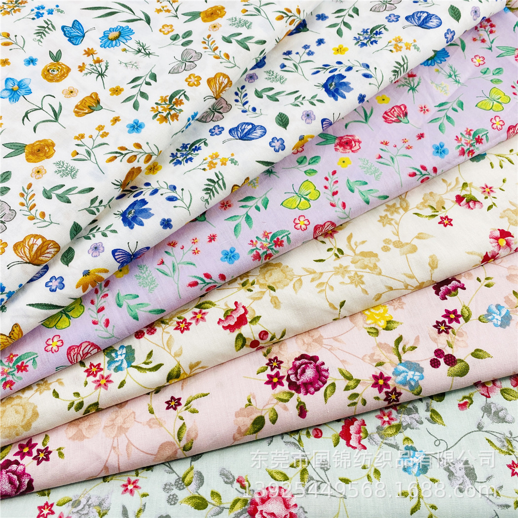 田园小清新印花布 纯棉40支棉布印小花 甜美可爱童装服装面料
