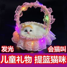 猫咪发光儿童玩具小猫咪发光花篮3到6玩偶布娃娃逗孩子生日礼