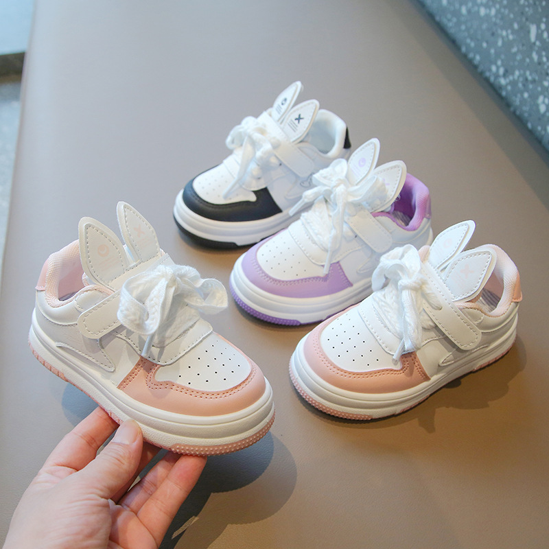 clearance girls‘ white shoes 2024 spring children‘s sneakers cute rabbit ears boys‘ casual shoes baby sneakers