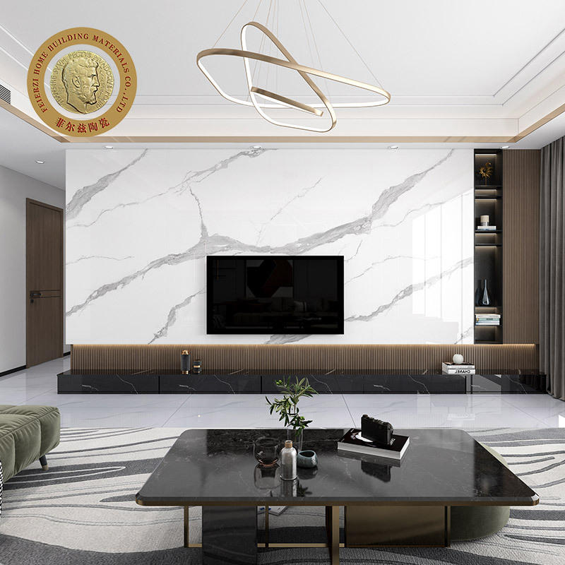 菲尔兹 1200x2400悬空岩板电视背景现代简约客厅仿大理石影视墙