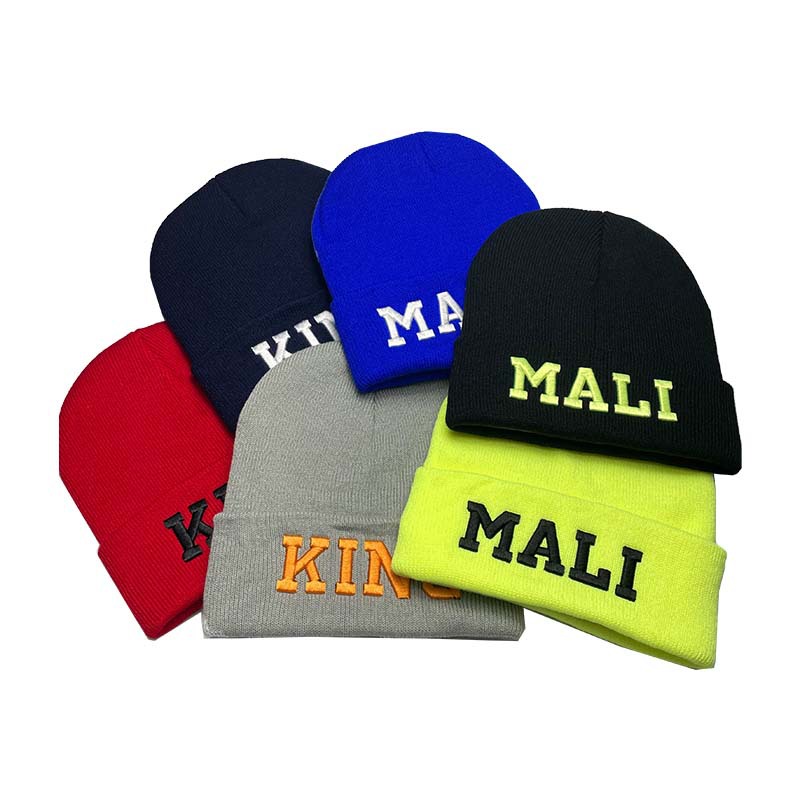 New Autumn and Winter Warm Knitted Hat Solid Color Simple Embroidery Woolen Cap Street Fashion Embroidery Beanie Hat Factory Wholesale