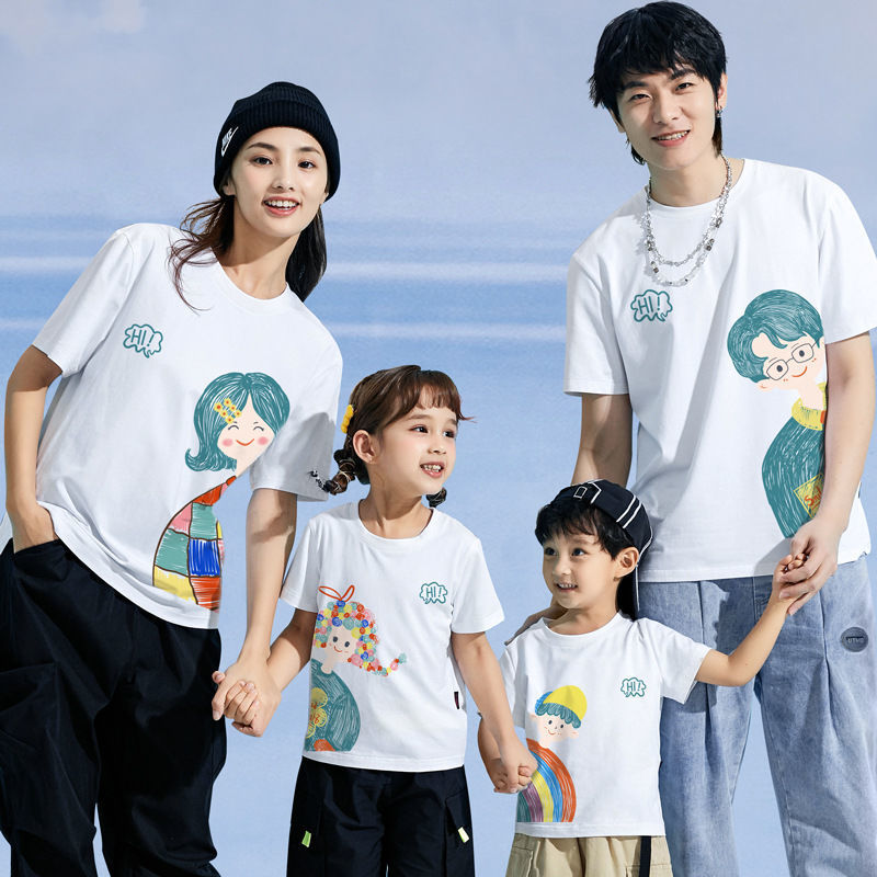 亲子装黄色短袖图片