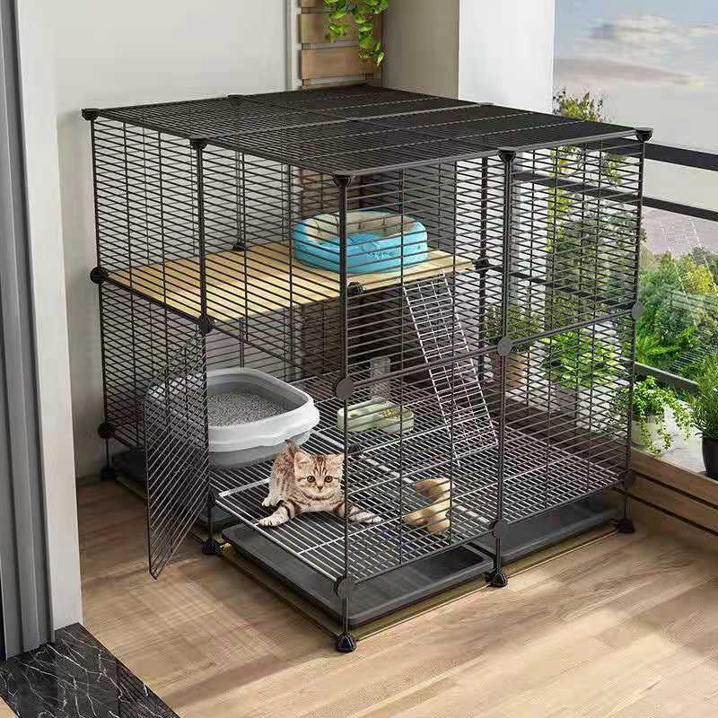 Cat Cage Home Villa Super Large Free Space Indoor with Toilet Small Cattery Double Layer Cat House Cat Nest