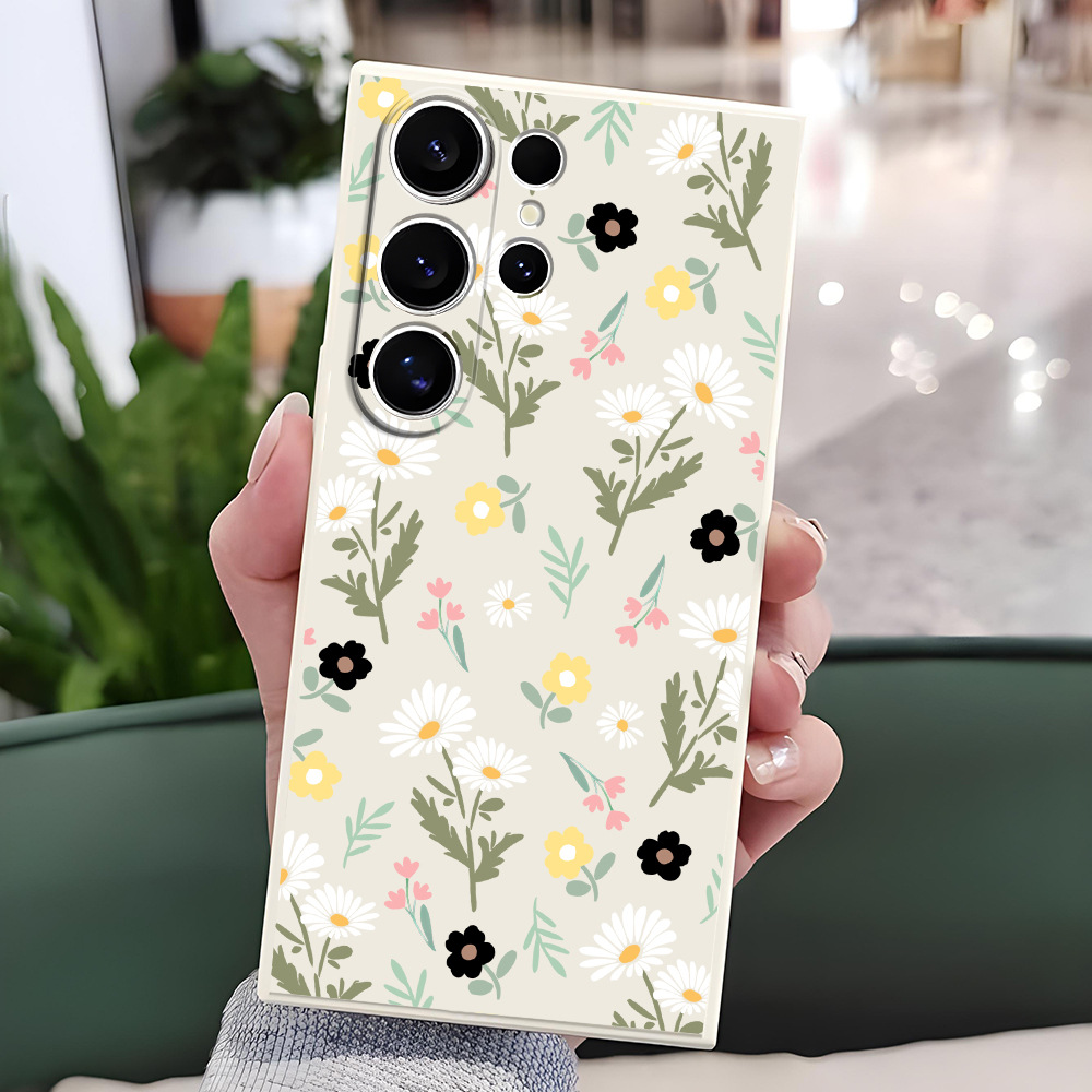 日韩ins满屏清新花草植物适用三星S21手机壳S22简约硅胶手机套