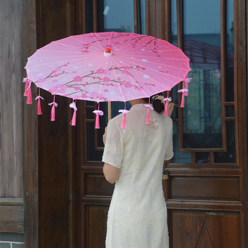 古风汉服流苏花瓣伞舞蹈演出摄影道具伞跳舞绸布伞工艺古典油纸伞