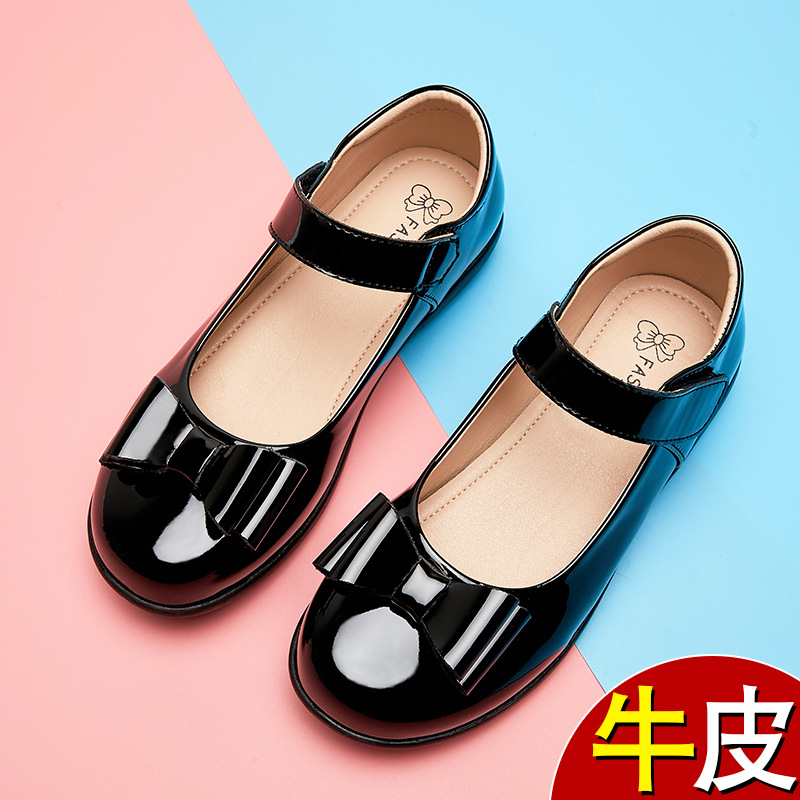 Girls Black Leather Shoes/show Shoes/soft Soled Single Shoes