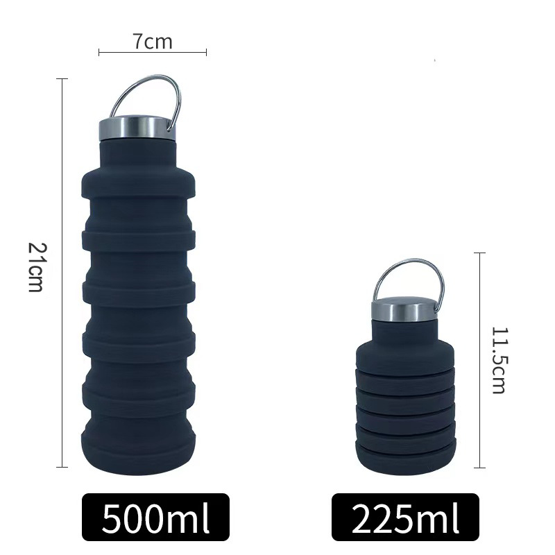 Wholesale Portable Edible Silicon Folding Cup 500ml Creative Sports Kettle Outdoor Retractable Decompression Water Cup