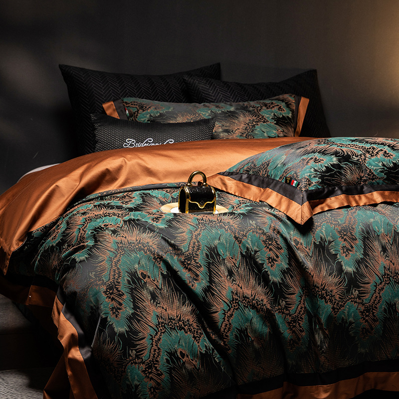 美式豹纹裸睡被套四件套印花被套床上用品母婴轻奢数码印花四件套