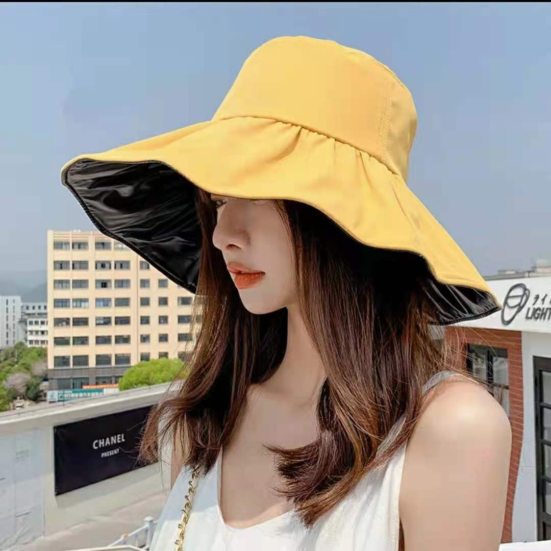 Vinyl Big Brim Fisherman Hat Uv Protection Sun Hat Cover Face Big Brim Foldable Sun Hat Internet Famous Hat