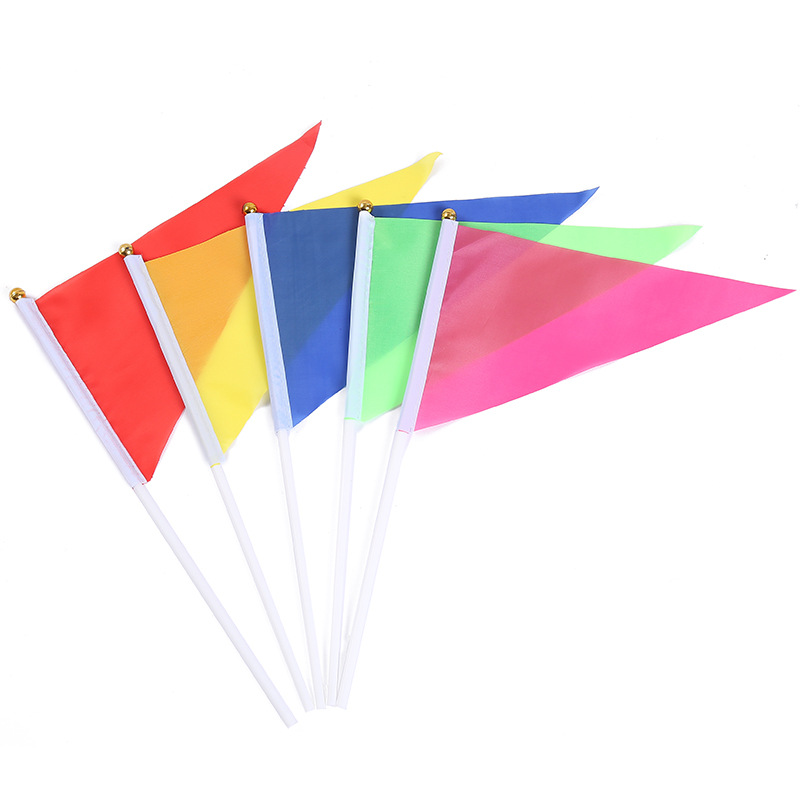 厂家定制导游旗手摇旗手挥旗8号手摇三角广告旗可定制logo