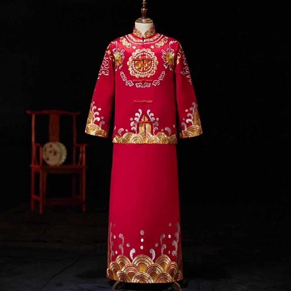 男士秀禾服新郎年新款唐装中式新郎结婚礼服敬酒服古装男大码