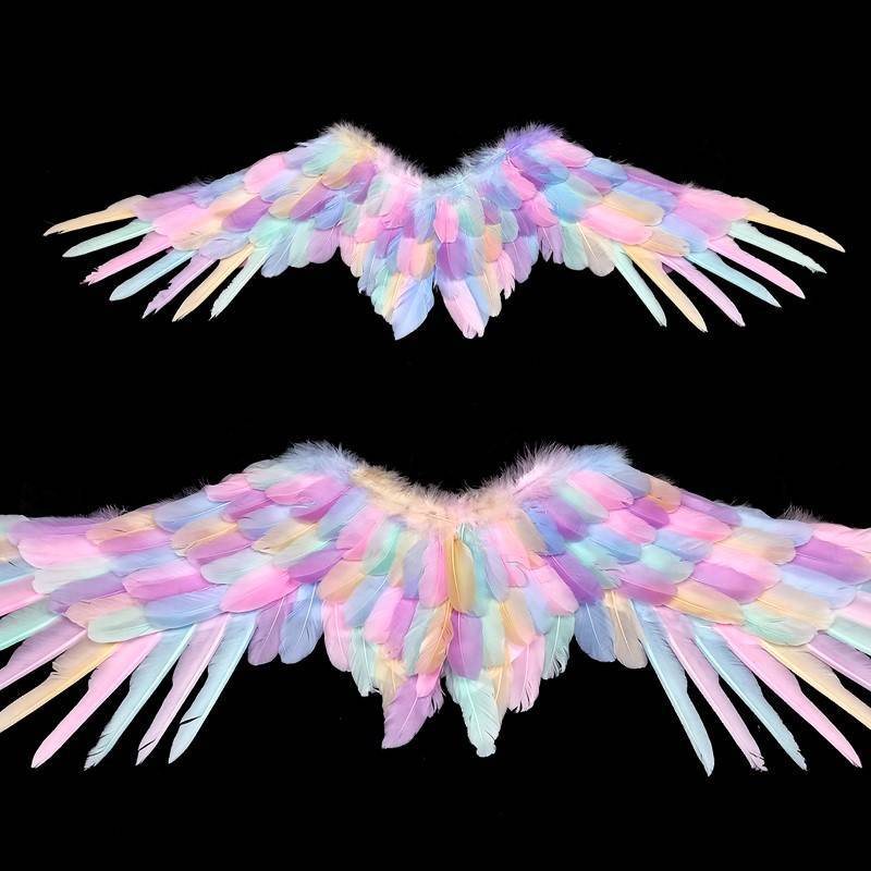 万圣节儿童套装天使小精灵发光羽毛翅膀道具亲子演出服装成人背饰