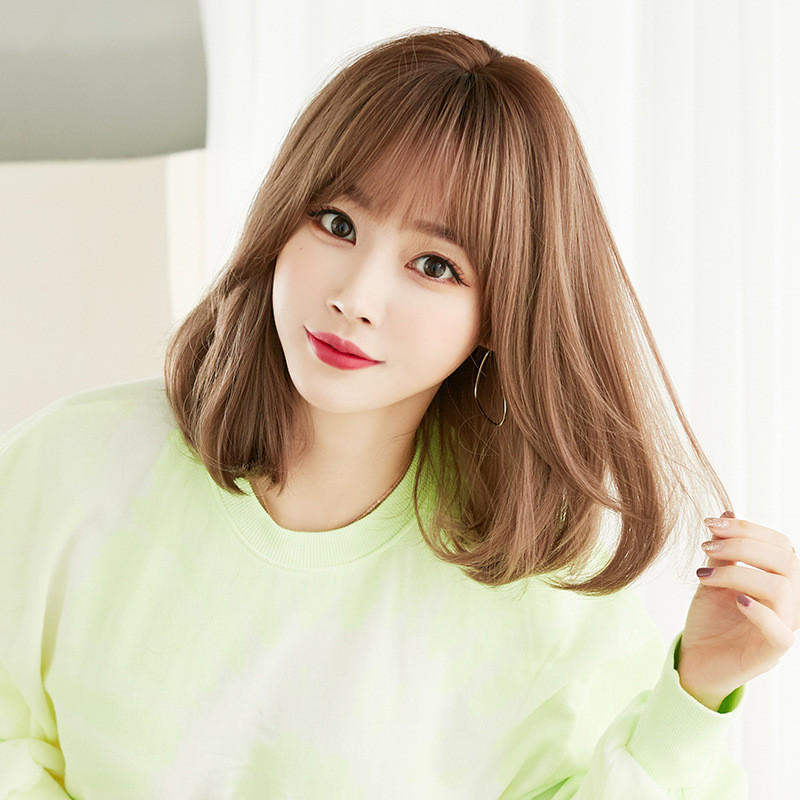 空气刘海假发女短发全头套中长发自然韩国光头初恋头锁骨发梨花头