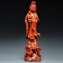 花梨木雕刻送子观音菩萨佛像摆件家居客厅供奉装饰摆设红木工艺品