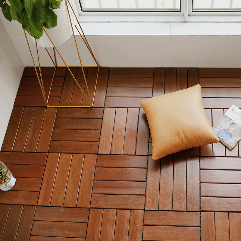 阳台地板自铺改造菠萝格防腐木地板户外露台地面铺设庭院实木拼接