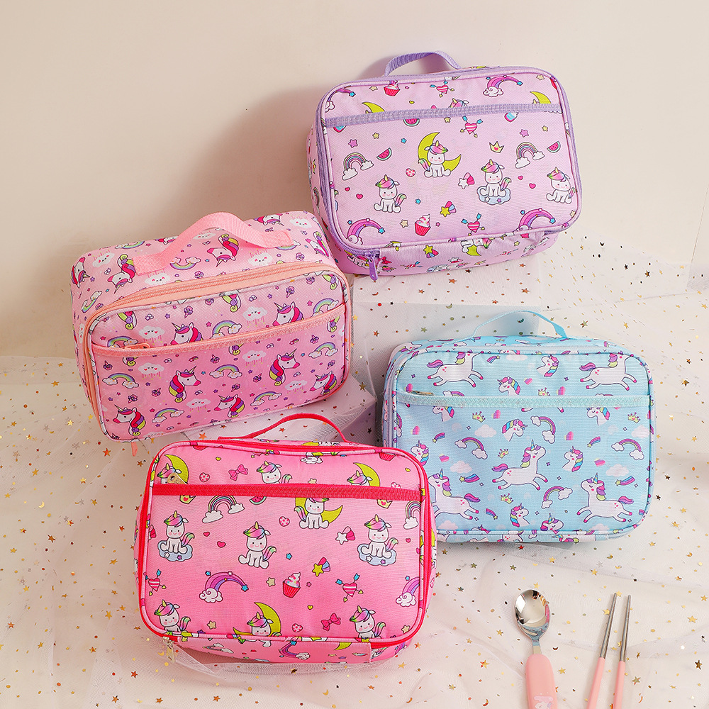 cartoon unicorn lunch bag children‘s cute portable lunch bag student portable meal bag ice pack lunch box bag female