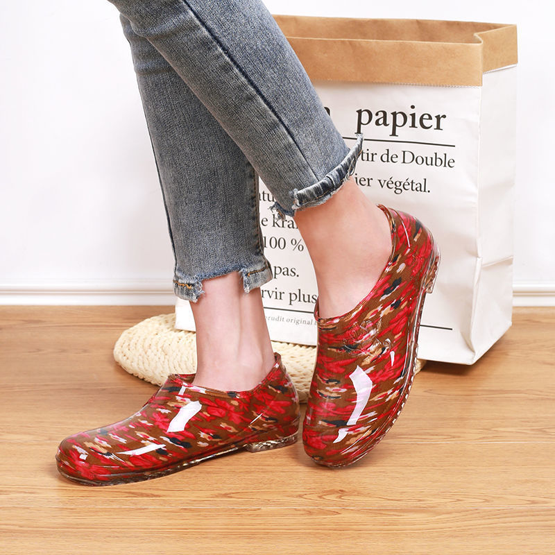 短雨鞋女低帮防滑水鞋子女防水矮帮胶鞋元宝鞋厨房工作鞋女雨靴