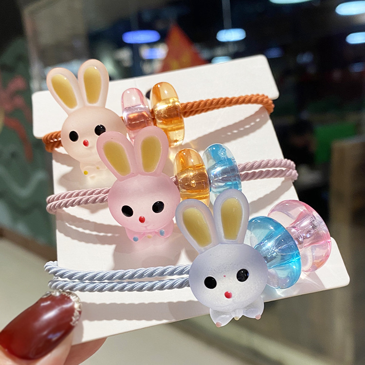 可爱兔子发绳女网红ins儿童透明皮筋扎绑头绳少女小清新头饰-阿里巴巴