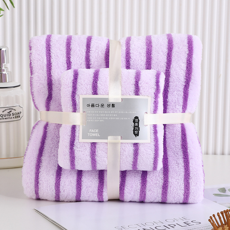 Cationic Wide and Narrow Coral Fleece Towels Covers Skin-Friendly Soft Absorbent Breathable Beach Towel Gift Welfare