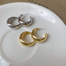 冷淡金属风几何C形925银针耳圈韩国时尚高级感气质简约个性耳环女