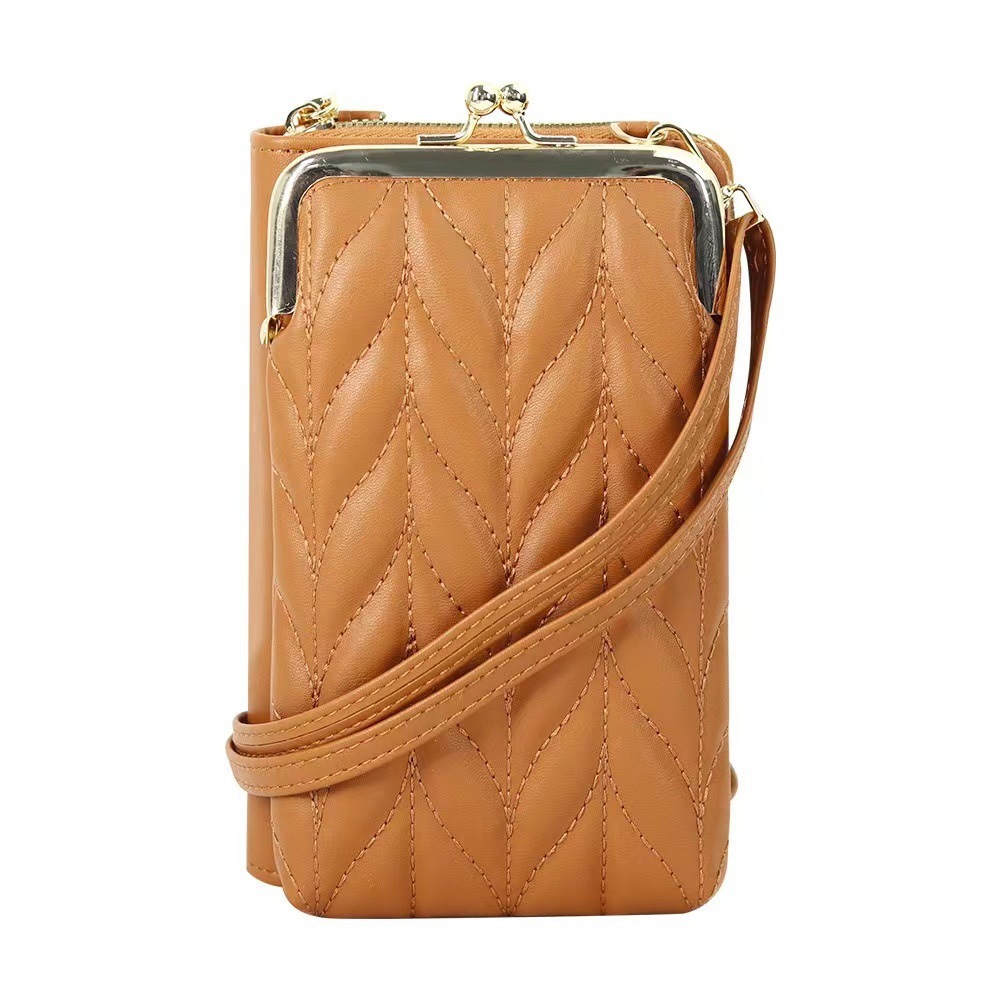 New Mobile Phone Bag Women's Korean-Style Stylish and Versatile Crossbody Shoulder Bag Zipper Color Simple Mini All-Match Wallet