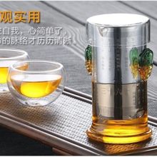 耐热玻璃茶具茶壶绿红普洱壶玻璃内胆过滤泡茶冲茶器双耳杯