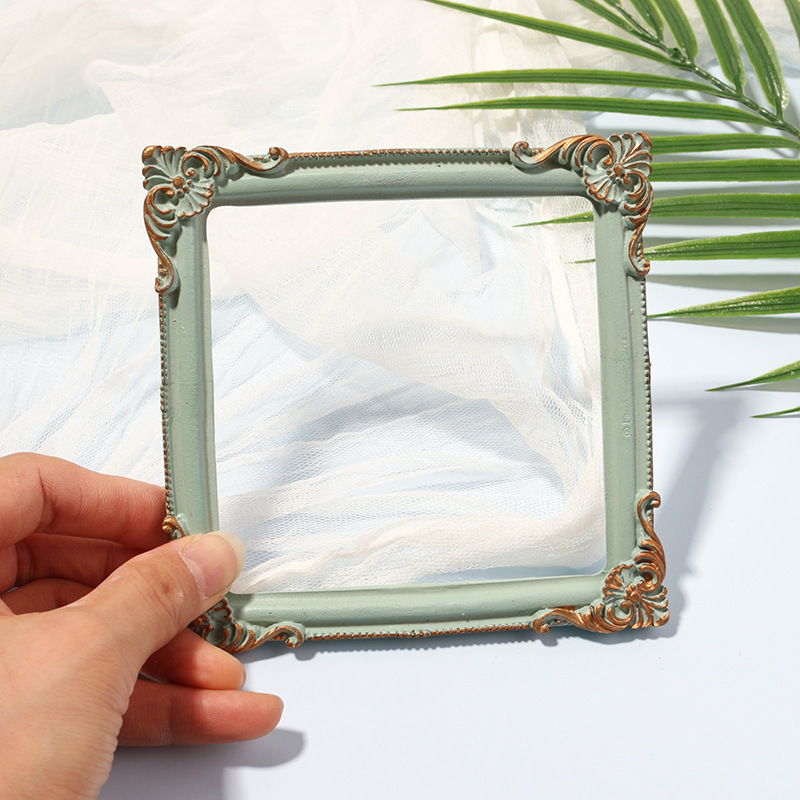 Mini Photo Frame European Ins Vintage Resin Photo Frame Relief Manicure Furnishings Ornaments Shooting Props Background