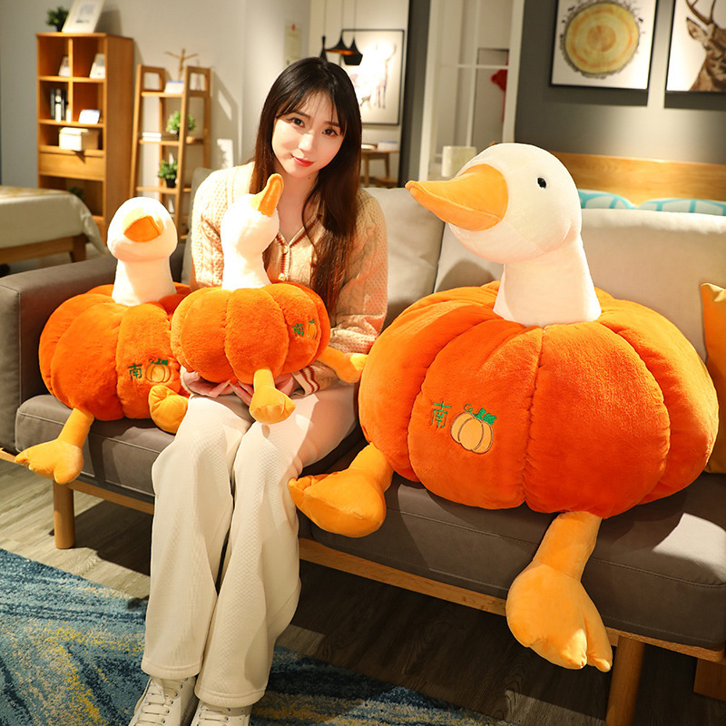 cute big goose doll pillow plush toys wholesale office sitting waist support children nap pumpkin duck pillow