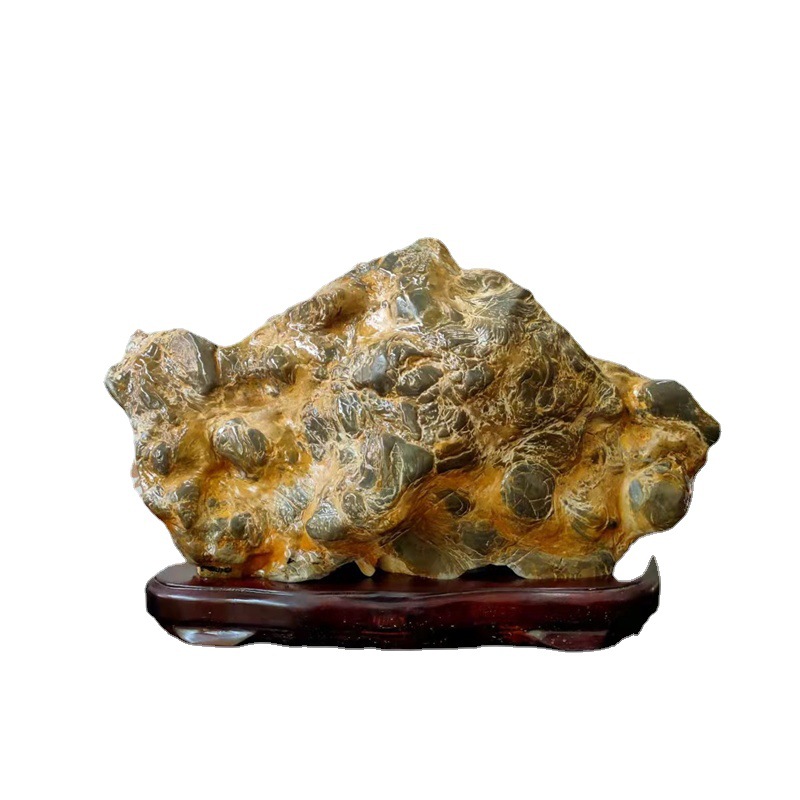 灵璧金钱石 案头摆件金钱元宝招财纳福 奇石摆件办公桌客厅堂石