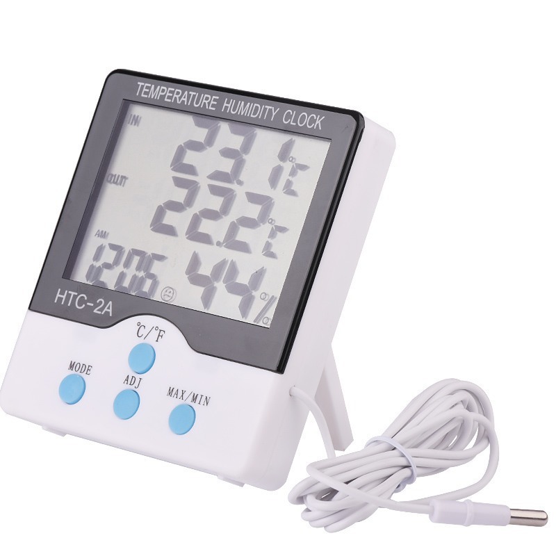 HTC-2A Indoor and Outdoor Temperature Moisture Meter External Probe Digital Display Breeding Garden Temperature & Humidity Meter