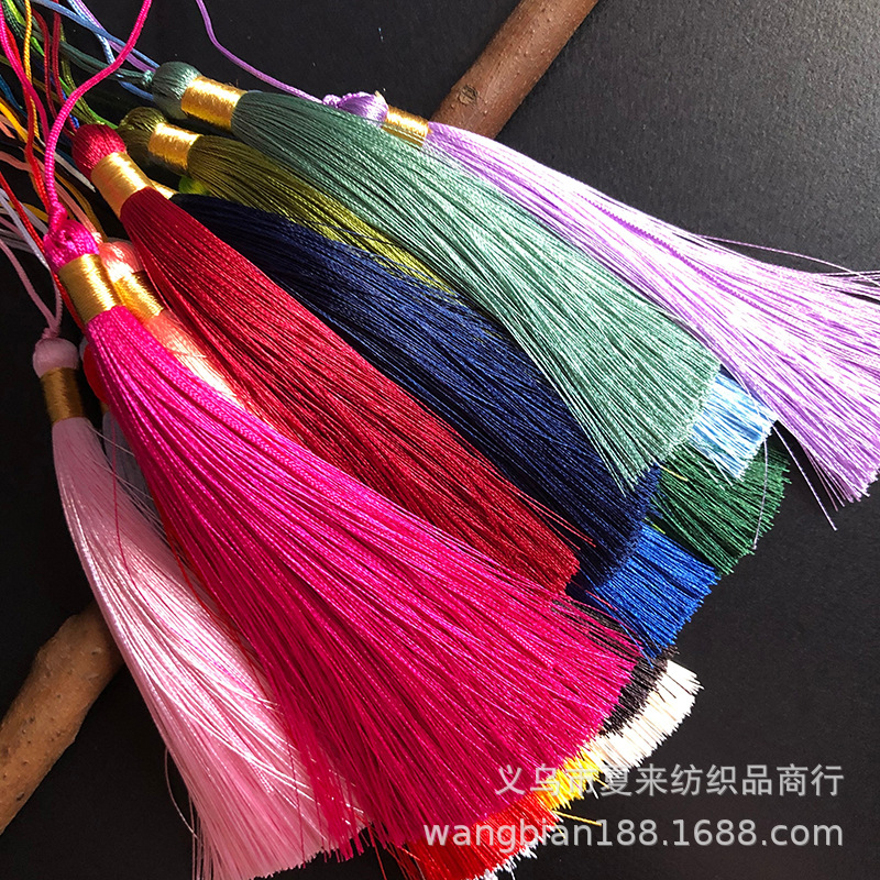 polyester ice silk 12cm winding gold thread tassel fringe diy handmade hanfu cheongsam overlapping-weight tassel bookmark gift box pendant