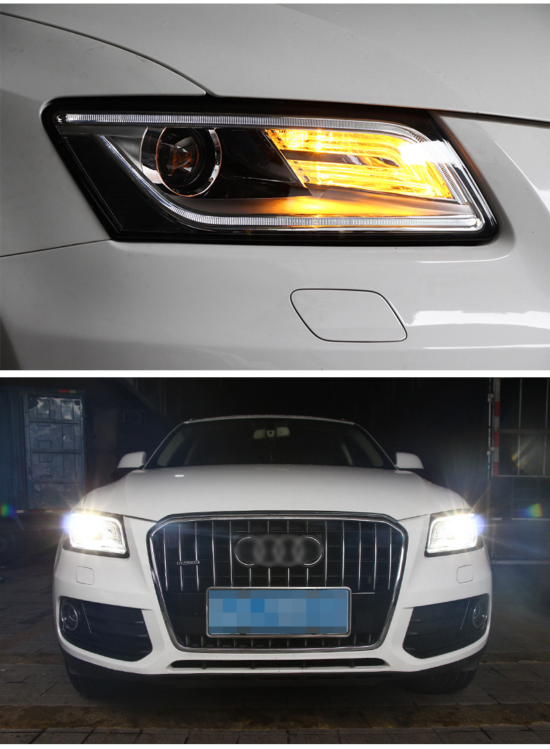 适用于09-18款奥迪q5大灯总成改装氙气大灯新款led日行灯透镜总成