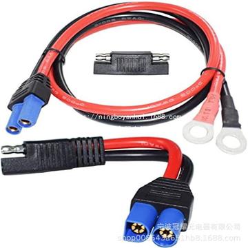 跨境爆款ec5转o型端子线ec5转接线红黑10awg全铜ec5插头电源线