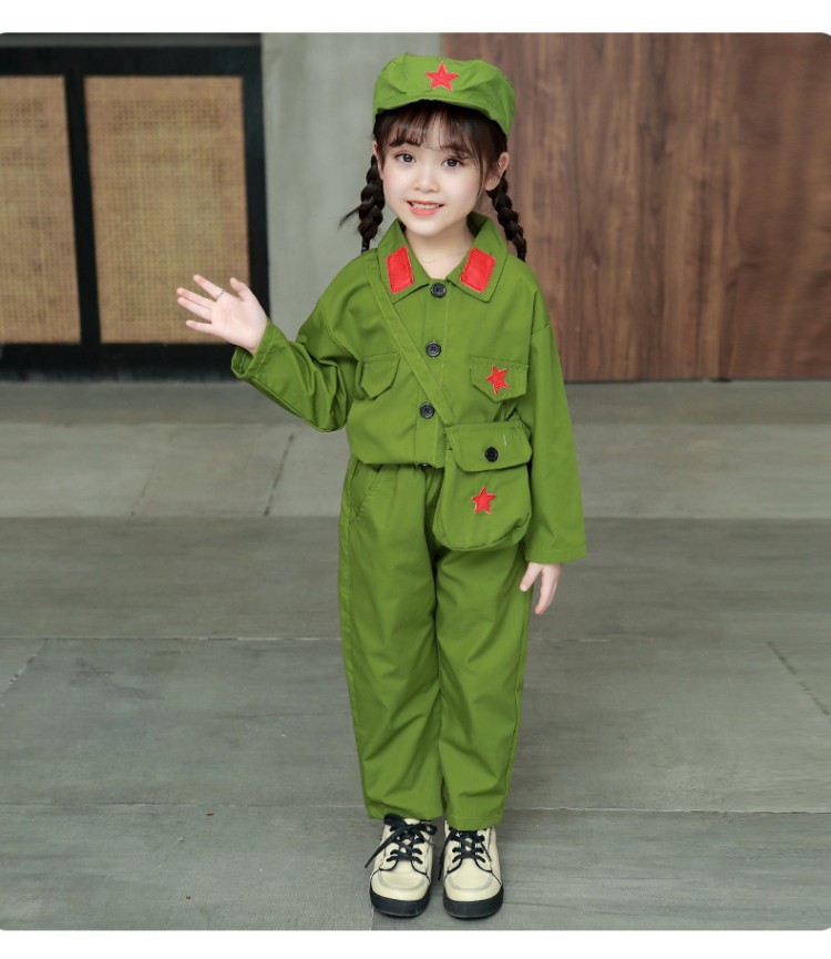 女童红军套装儿童秋装洋气演出服女孩春秋小红军网红长袖衣服童装