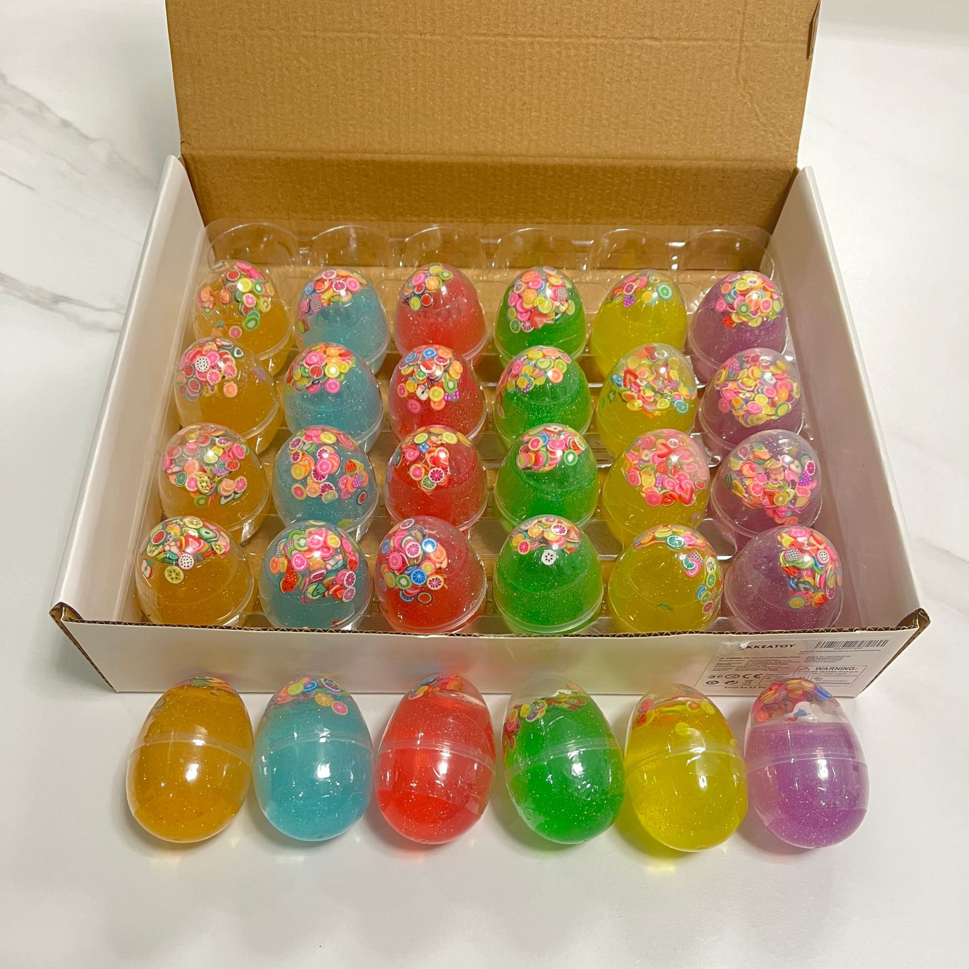 跨境炫彩鸡蛋星空彩泥水果片创意七彩水晶泥厂家slime史莱姆玩具