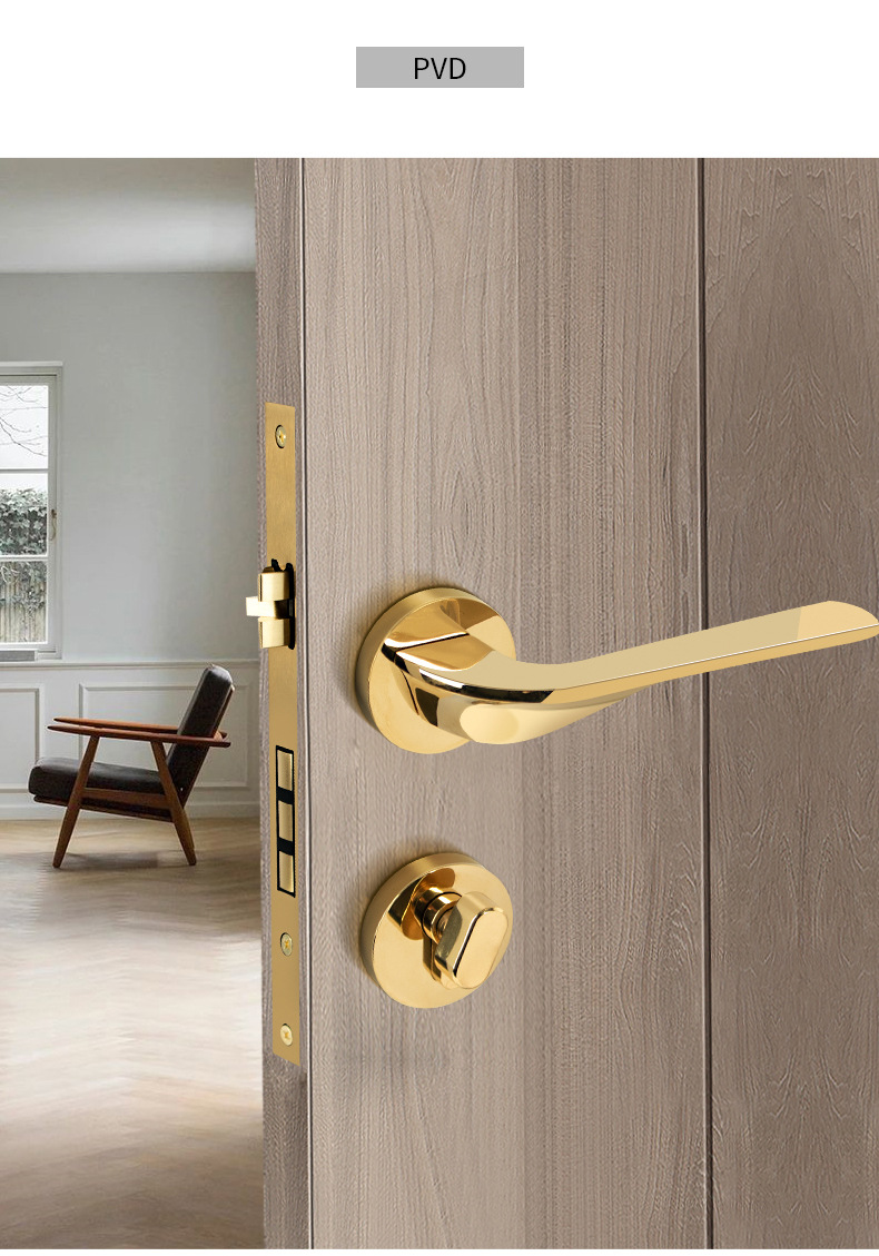 室内家用对开门单开实木门纯铜高端分体家用静音门锁全铜静音门锁